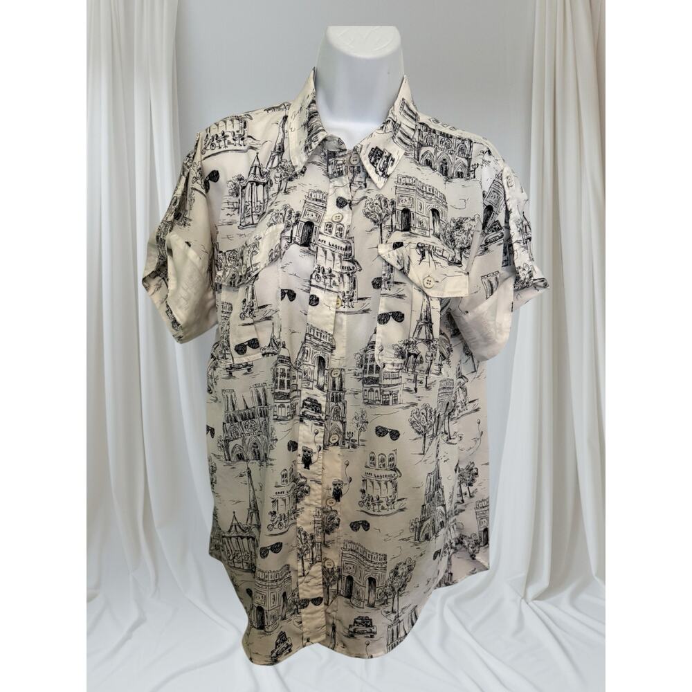 Karl Lagerfeld Paris Button Down Shirt 100% Polyester  L Unisex